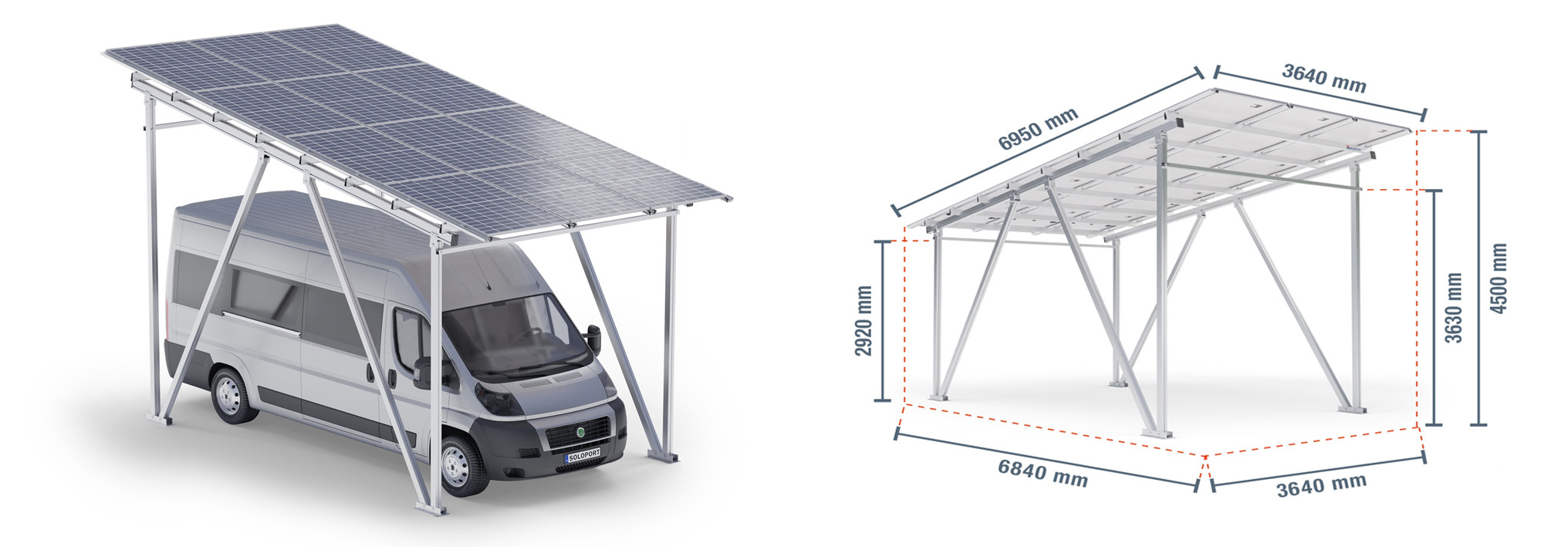 PV-Carport Aluminium 12 PV-Paneele